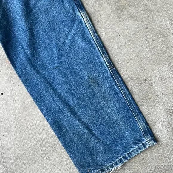 Carhartt faded denim blue jean double knee work wear carpenter pants - Picture 14 of 15